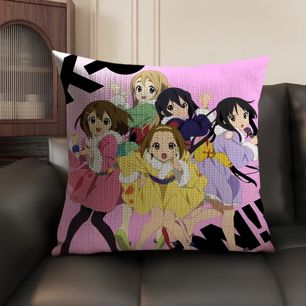 Anime KKON ON Cute Cushion Cover Natural Linen Organic Fabric DoubleSided Printing Sofa Home Decor Gift Pillow Case