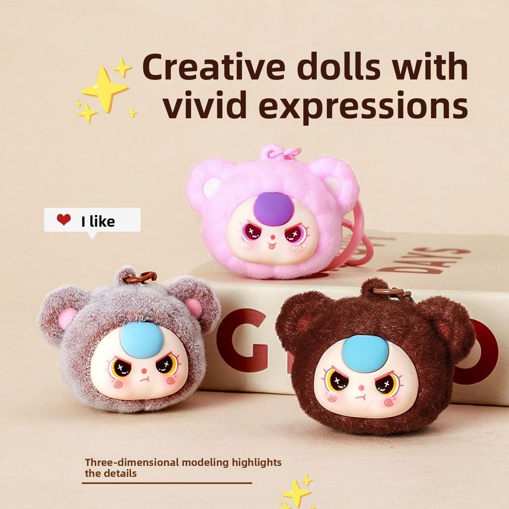 Cute Baby Three Cartoon Pile Coating Panda Head Pendant Keychain For Kids And Friends