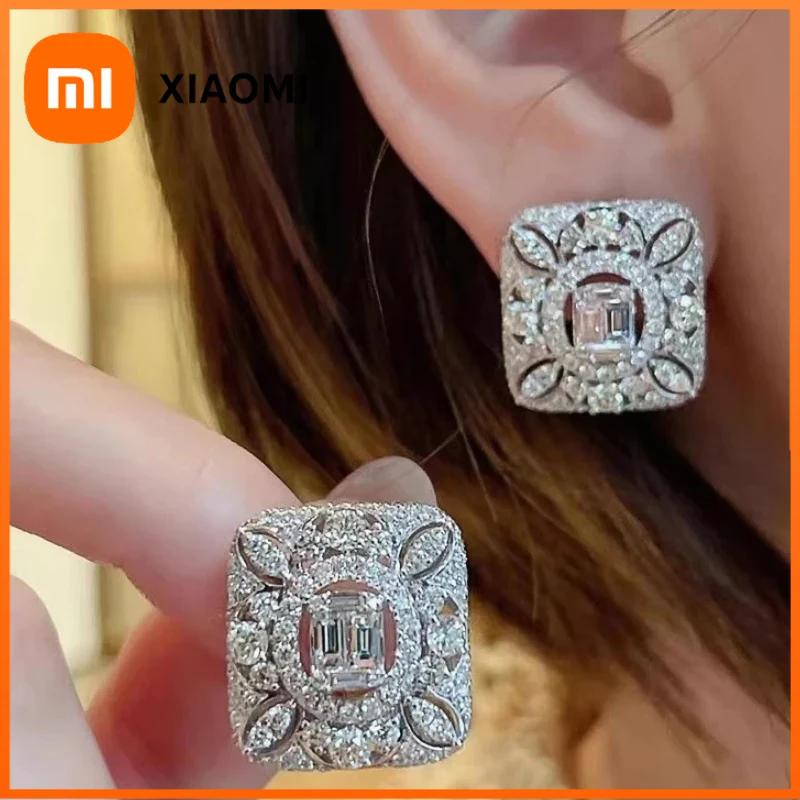 Xiaomi Huitan Gorgeous Geometric Stud Earrings Women Hollow Design Sparkling Bling Crystal CZ Wedding Party New Trendy Jewelry