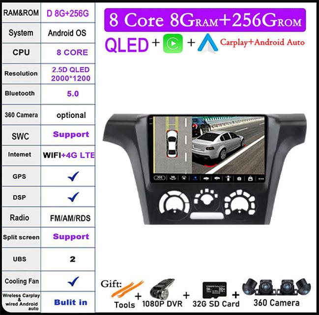 9-дюймовый экран для Mitsubishi Outlander 1 2002-2008 Android 14 автомобильный радиоприемник мультимедийный проигрыватель 4G GPS WIFI IPS сенсорный экран DSP стерео