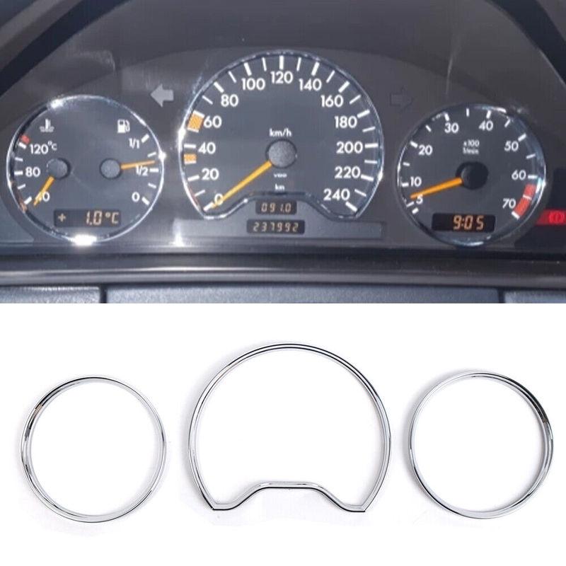 For Mercedes Benz W210 E W208 CLK W202 C 1995-2001 Chrome Speedometer Gauge Dial Rings Car Circle Styling Cover Car Accessories
