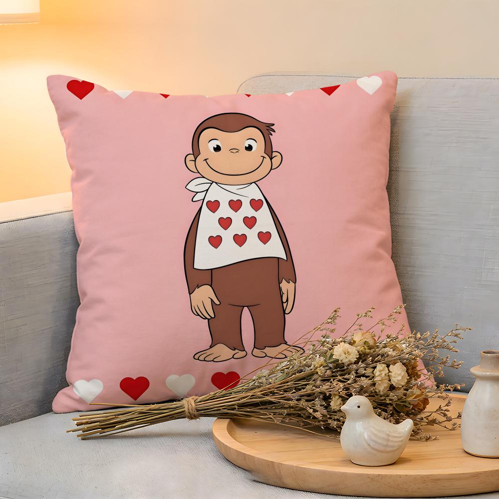 Cushion Cover  Linen  SkinFriendly Soft Decorative Case for Sofa Home Decor MONKEY CARTOON CCurious GeorgeS Pillow cover