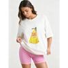Oversized T-Shirt Black Cat In Yellow Bag Print Casual Everyday Wear