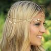 Fashion Women Personality Shiny Piece Round Multi-layer Wave Tassel Chain Head Tiara Hair Band