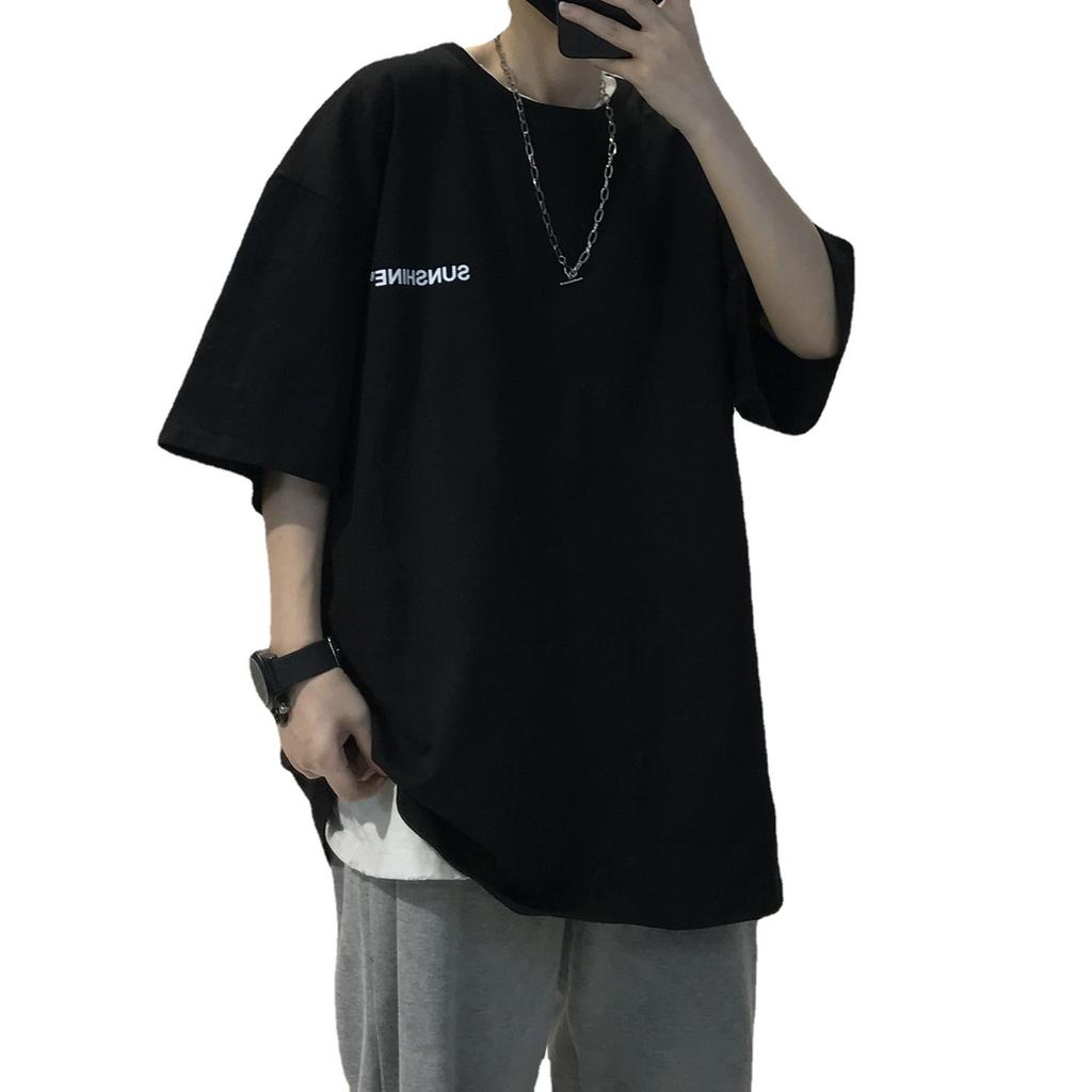 Мужская летняя повседневная футболка с коротким рукавом и круглым вырезом с вышивкой и надписью плюс размер, свободный пуловер, футболка, топ