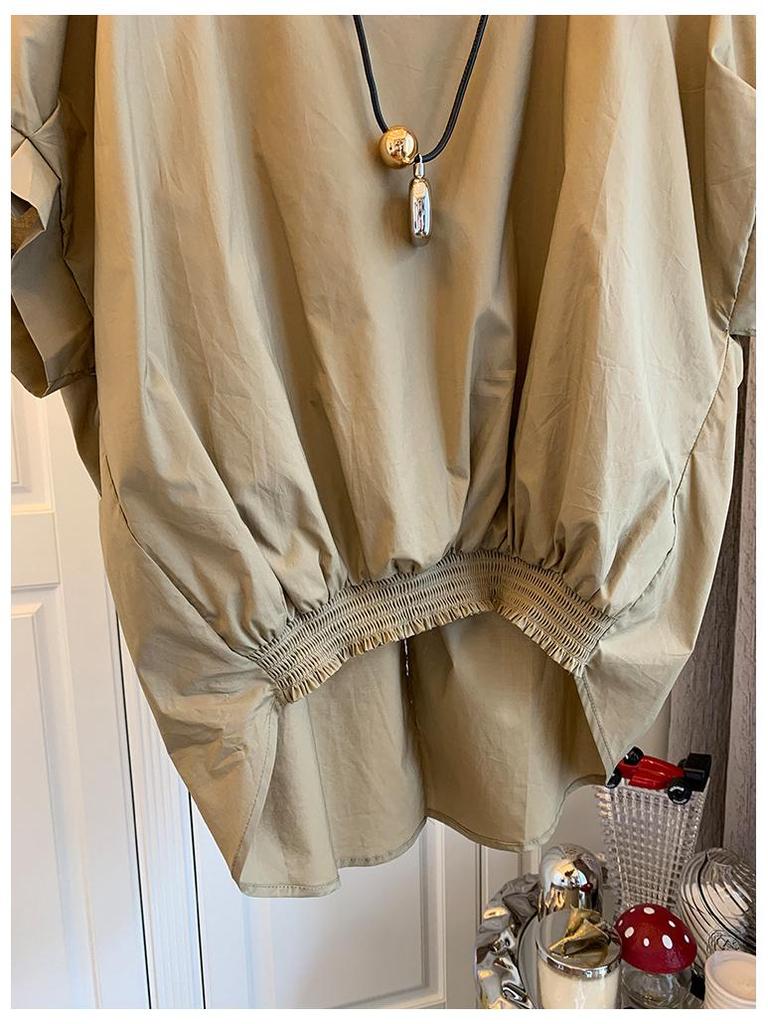 In-Stock Korean Style Bowknot Slit Short Sleeve Women's Pullover Top