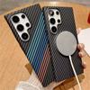 Ultra Thin Carbon Fiber Texture Armor Magnetic For Magsafe Case For Samsung S25 S24 S23 S22 Note 20 Ultra 10 Plus Hard PC Cover