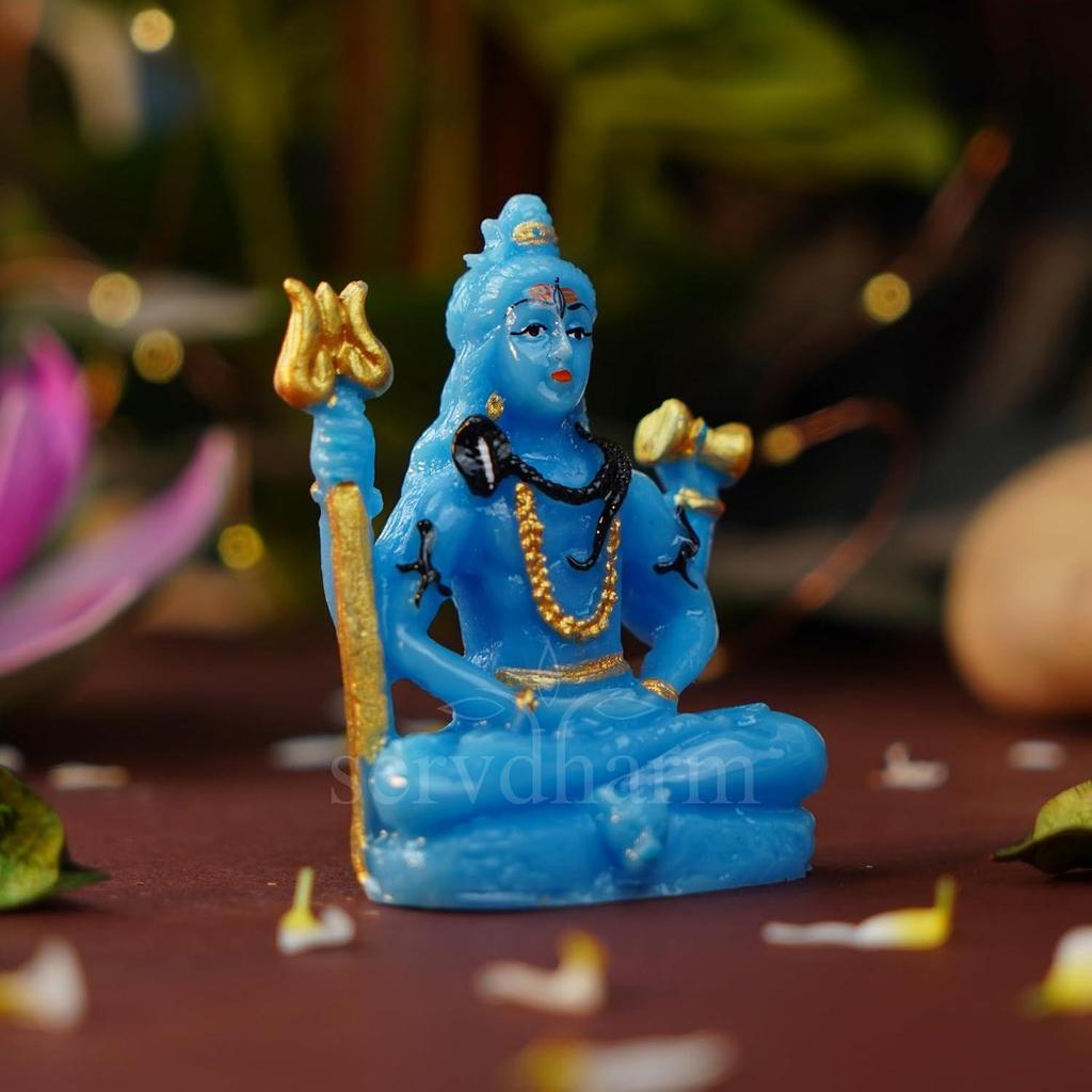 Resin Shiva Idol Decorative Figurine Shiv Statue Murti Height - 3.14 Inch (Blue Shiva Idol), Religious