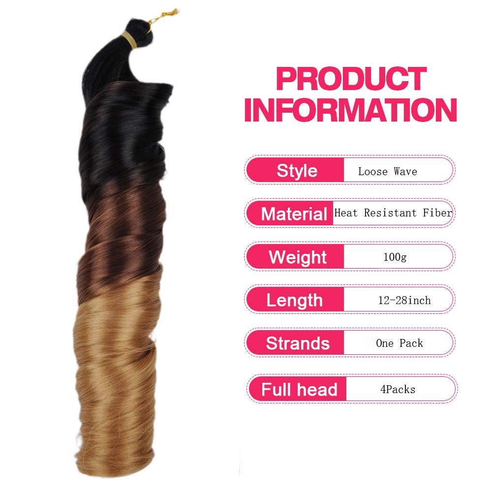 150g Crochet Braid Synthetic Hair Extensions Curly Braiding Hair Silky Loose Body Wave Pony Style Spiral Curl French Curls