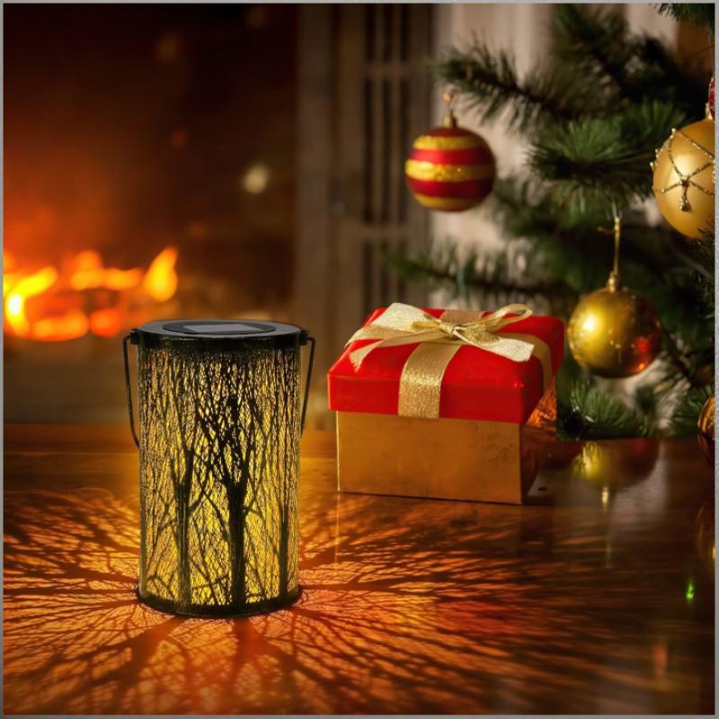 Полый фонарь на солнечной энергии, уличный водонепроницаемый 3d динамический проектор, проекция бабочки, железный подвесной светильник для двора, ландшафтный светильник для газона