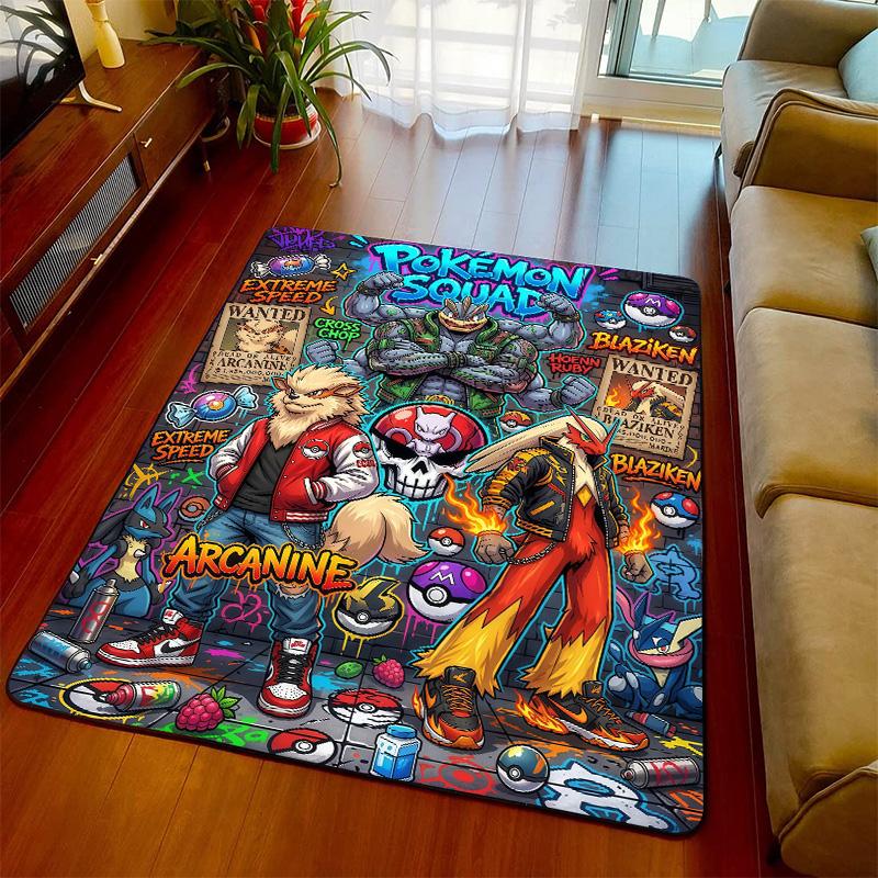 Pokemon Decorative Rug Carpet Anime Floor Mat Soft Touch Non Slip Bottom for Living Room Bedroom -QJY