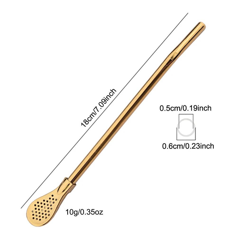 5Pcs/Set Silver Stainless Steel Drinking Straws Washable Reusable Yerba Mate Spoon Filter Straw for Cocktail Bar Accessories