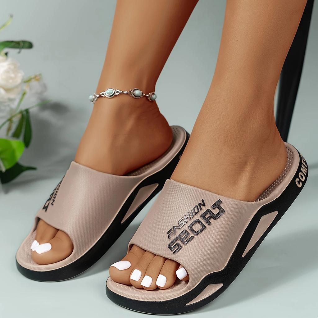 Женские спортивные тапочки Alphabet, мягкие балетки с открытым носком, легкие летние тапочки для дома и улицы