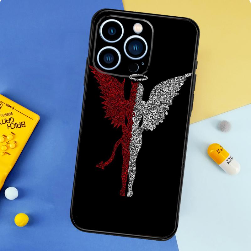 Devil Angel Phone Case For iPhone 16 15 13 12 11 14 17 Pro Max 13 mini 16 Plus 16e 17 Air Bumper Cover