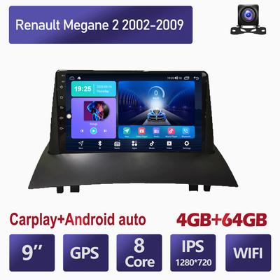 9-дюймовый автомобильный радиоприемник Carplay для Renault Megane 2 2002-2009, автомобильный мультимедийный видеоплеер, GPS-навигация, WIFI, 4 + 64 ГБ
