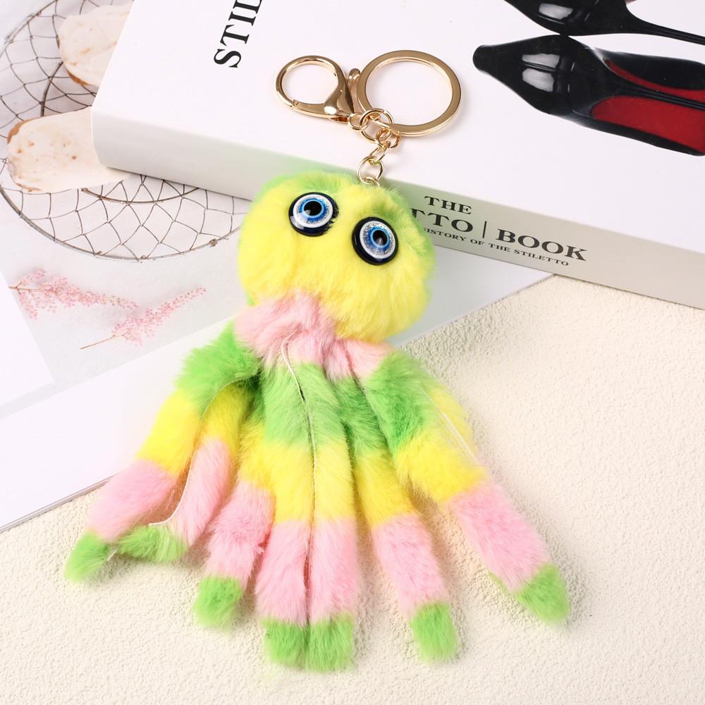 Брелок-подвеска в виде осьминога с искусственными волосами в виде осьминога, цветная игрушка для куклы, автомобиля, сумки