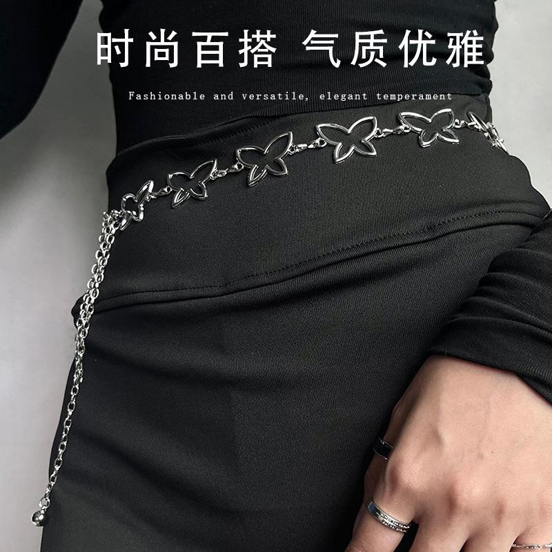 Металлическая цепочка на талию Jk «Бабочка» Женская летняя декоративная джинсовая цепочка для платья, трендовая