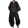 2 шт./комплект женский рубашка брюки комплект половина молния воротник стойка рукава девятый топ широкий штанина свободный