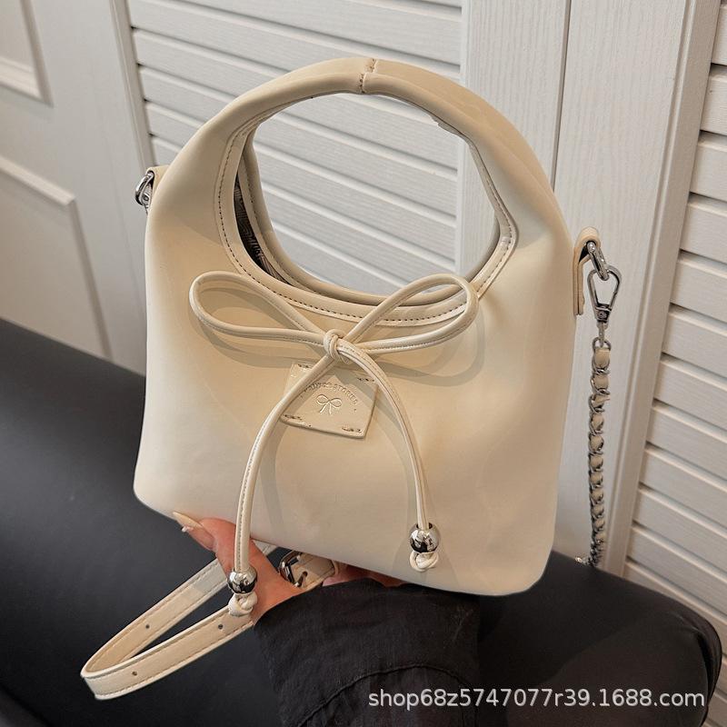 Gentle and Sweet Strap Bow Handbag 2025 Summer New Korean Light Luxury Niche Shoulder Messenger Bag
