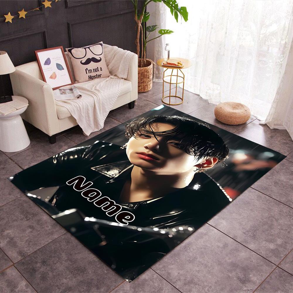 Bold Unique Style Customizable Name Carpet Design for Entryway Kitchen Foyer Decorate room Anti-slip Rug Anime Office Decor Best for Christmas