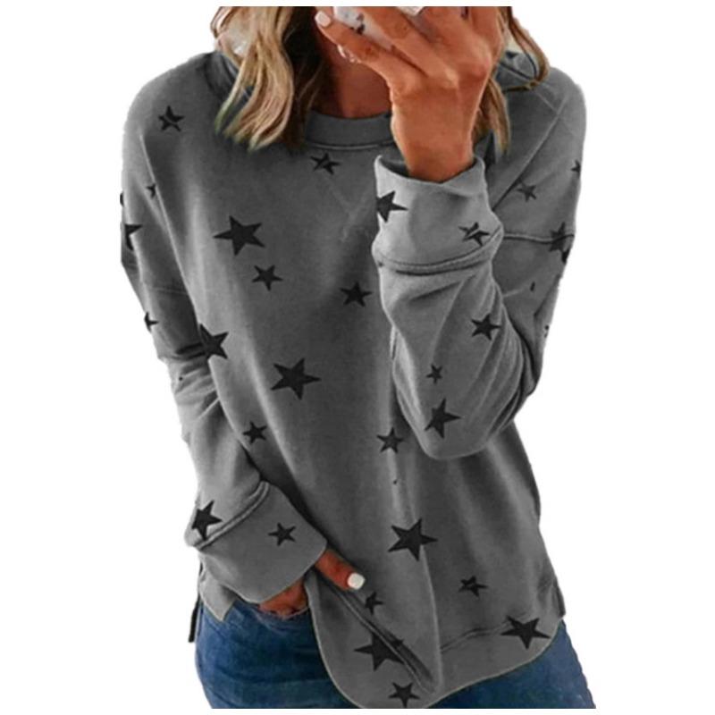 Women's Loose Plus Long Sleeved T-shirt Printed Hoodie