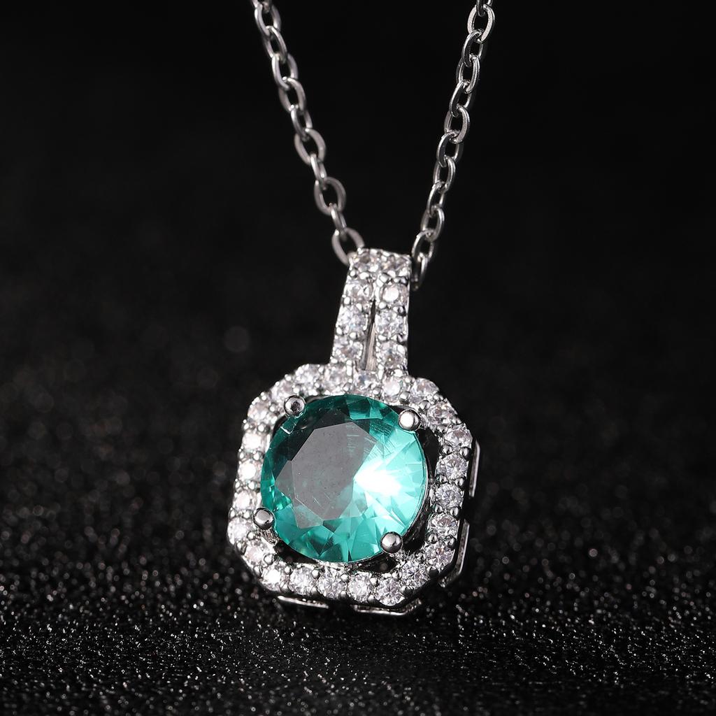 Нержавеющая сталь Ожерелья Подвески Для Женщин Фианит Желтый Квадратный Камень Покрытие Белым Золотом Свадьба Помолвка