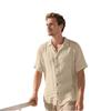 Men’s linen short-sleeved shirt – casual, breathable button-up shirt for holidays, the beach and summer, with pockets