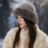 Plush Hat Women's Autumn and Winter Cold-proof White Warm Basin Hat, Ear Protection Hat, Fox Hair Bucket Hat