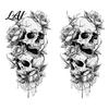 Versatile Skeleton Pattern Decals Halloween Double Skull Rose Wall Sticker PVC Waterproof Decals Peel And Dark Literary Gothic Home Decor Stick Art