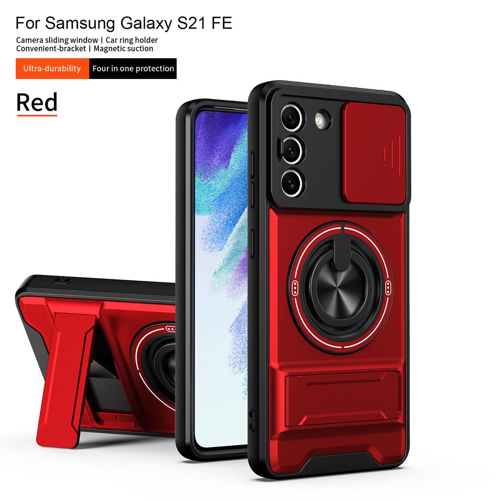 Для Samsung S21 FE Чехол Galaxy S21FE Чехол S21 FE Чехол для телефона Magsafe Магнитный Складной Держатель Военная Броня Защитная крышка для камеры