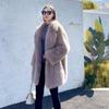 Faux Toka Fur Coat Women's Faux Fur Mid Length Suit Collar Loose Winter Women's Coat Coat