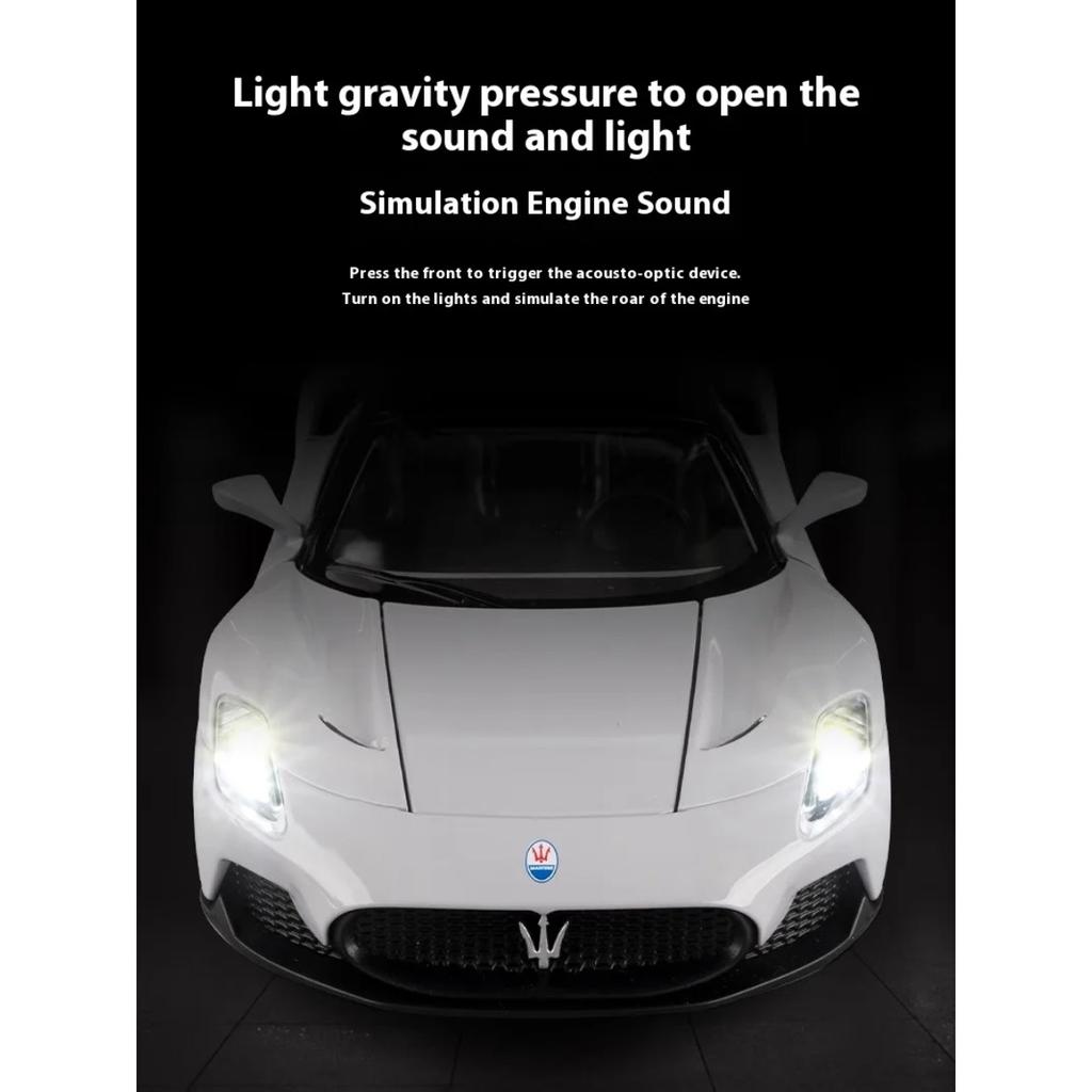 Литой 1/22 Maserati MC20 Суперкар Модель из сплава Звук и свет Игрушка с инерционным механизмом Игрушка спортивный автомобиль для мальчика Подарок на день рождения для ребенка