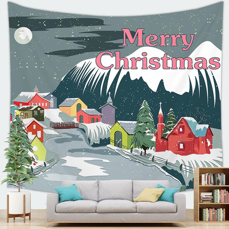 Рождественский снежный пейзаж Зимняя уличная серия Гобелен Настенный Гобелен