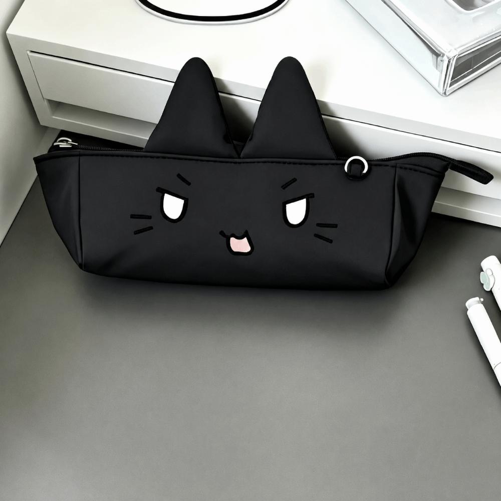 Large Capacity Pencil Case Cat Ear Design Pencil Pouch Portable Stationery Storage Bag Students