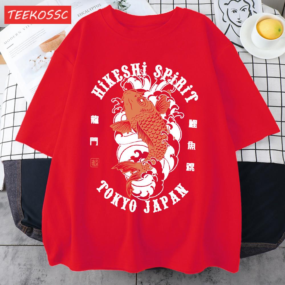 Футболки с принтом Hikeshi Spirit Токио Япония Для Мужчин Хлопок Круглый Вырез Футболка Спортивная Универсальная Верх Летний Мужской Новый Свободный Короткий Рукав