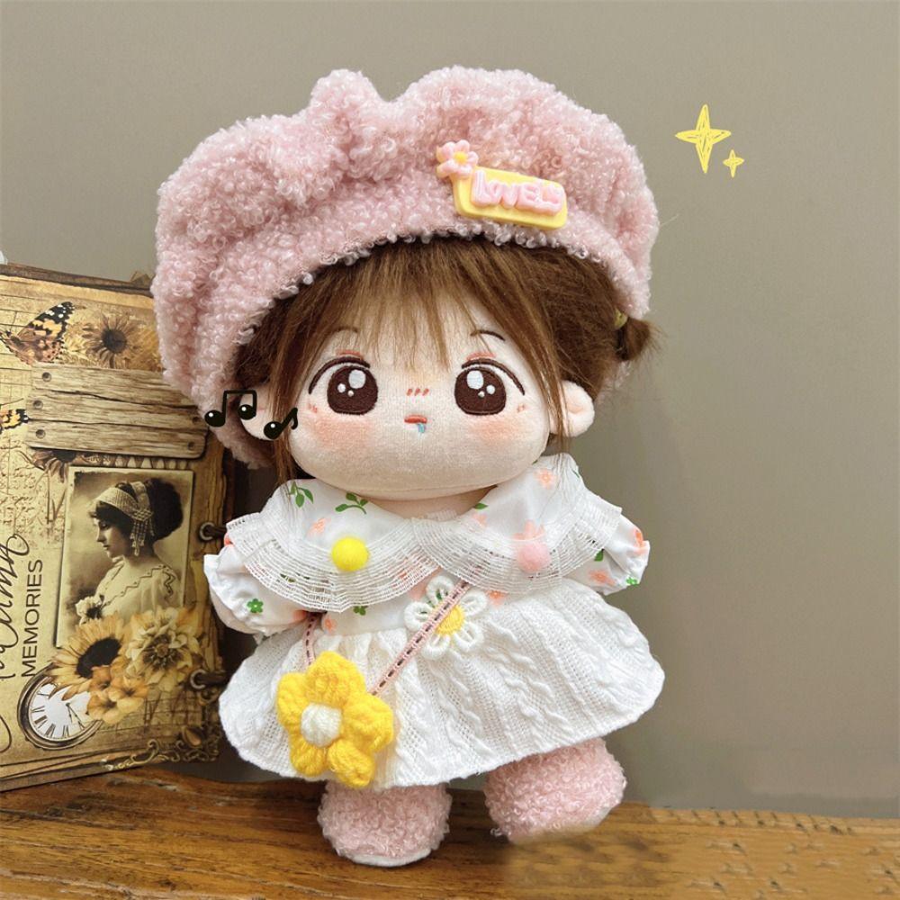 20CM Doll Dress Suit Multicolor Doll Cap Dress Gift Miniature Clothes Cotton Stuffed Doll