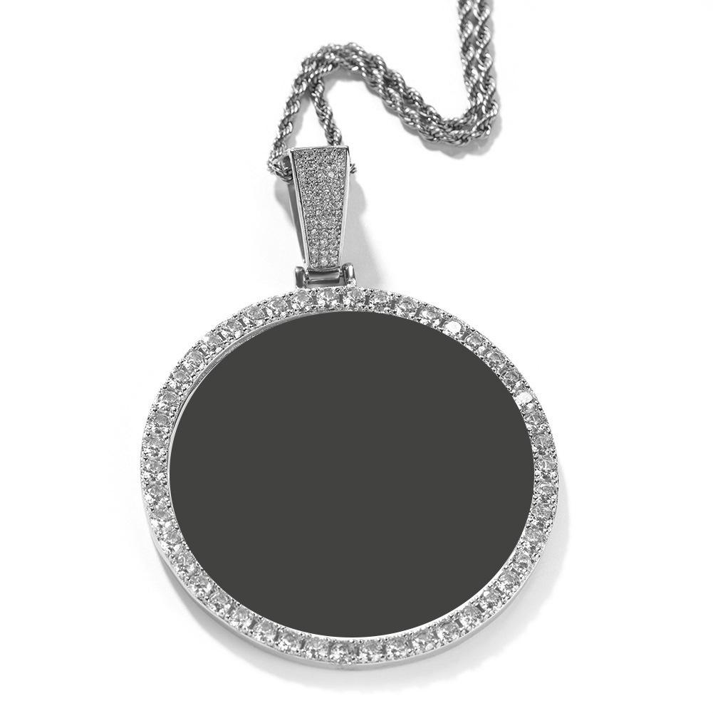 Hip Hop Diamond Zircon Custom Character Animal Circular Pendant Photo Necklace
