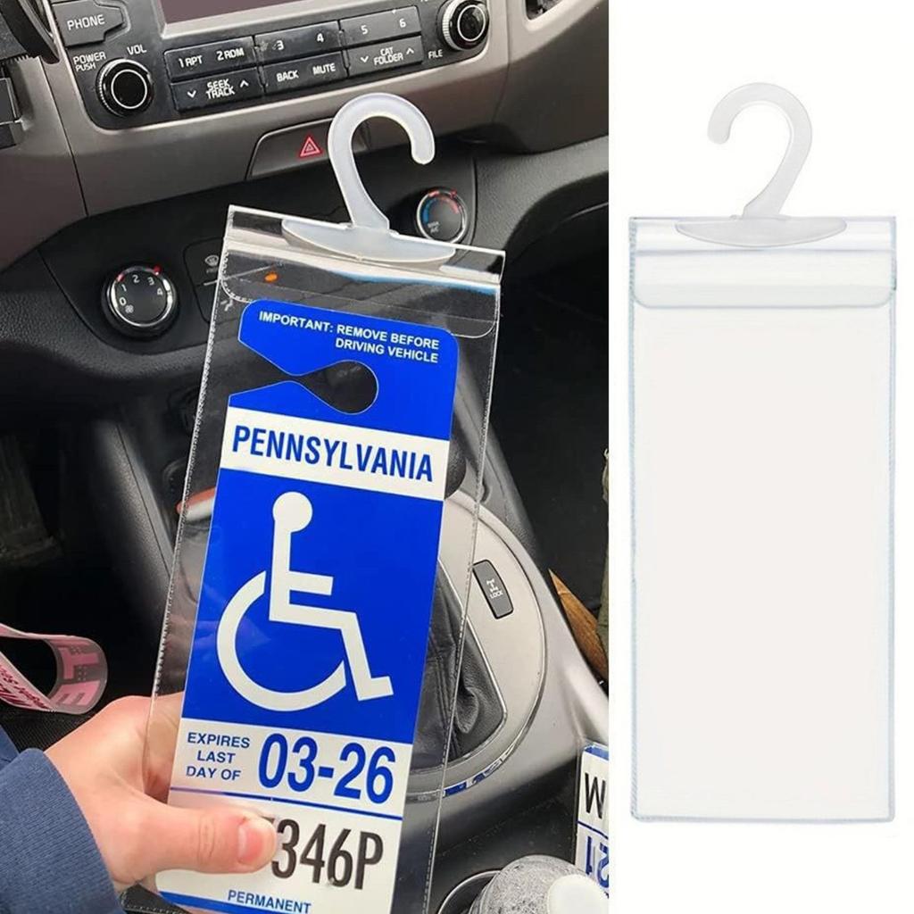 Disabled Parking Card Holder, Clear Disabled Permit Holder With Large Hook (Certification Card Not Included)