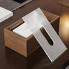 Chinese Style Wood Tissue Box with Acrylic Lid Light Luxury Easy Access Multi-functional Desktop Napkin Organizer