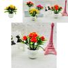 Rose Faux Potted Flower With Injection Molded Plastic For Home And Office Decoration