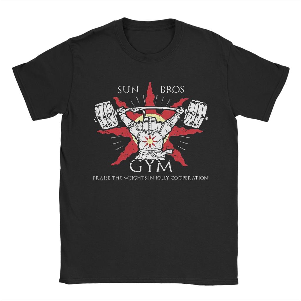 Sun Bros Gym 100 Cotton TShirt For Man Summer Funny TShirts Crew Neck Harajuku Tees Oversized Loose Clothing