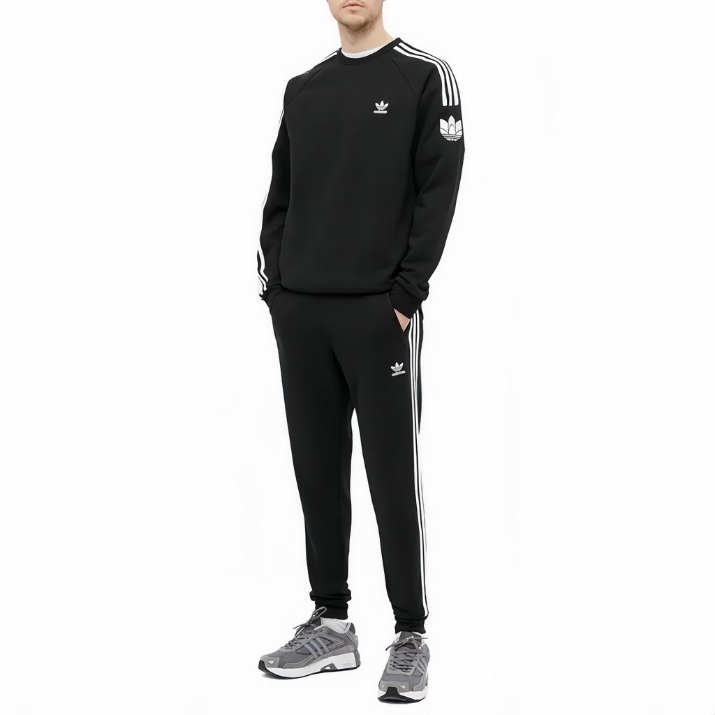 adidas Мужская флисовая толстовка с круглым вырезом Originals Trefoil Logo Three Stripes, черная GN3545