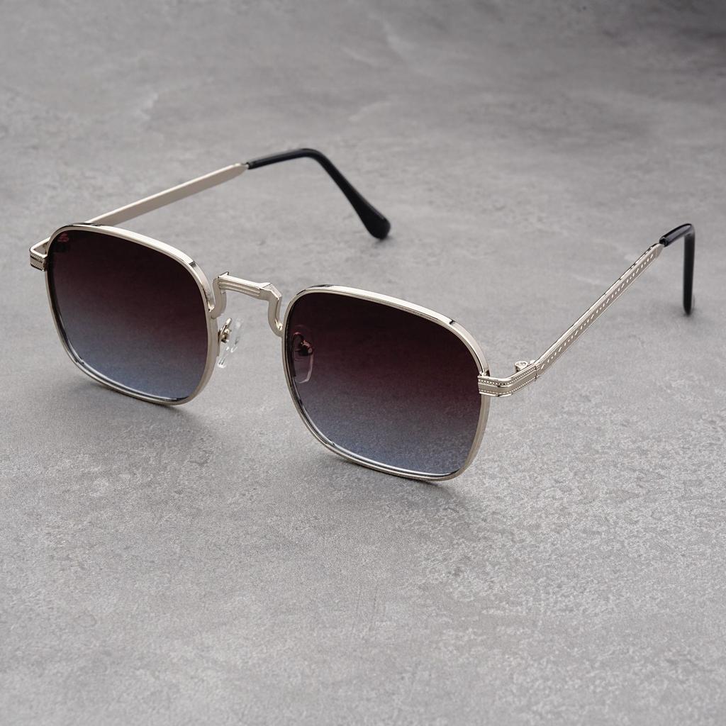 Vintage Square Sunglasses Men New Fashion Metal Rim Multi-color Decor Shades Women Trendy Luxury Brand Design Sun Glasses