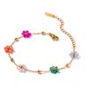 Elegant Crystal Flower Necklace/Bracelet for Women Gold Color Bead Chain Statement Jewelry Fashionable Accessories