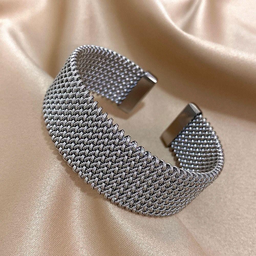 Vintage Vintage Cuff Bracelet Waterproof Braided Mesh Bracelet Open Cuff Bangle Daily Wear