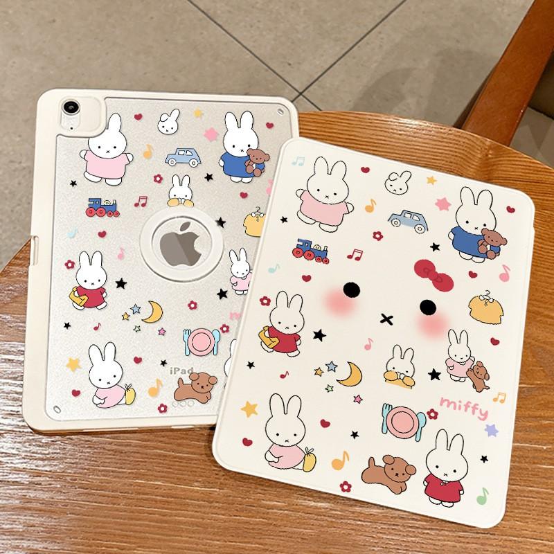 Magnetic Detachable Folio Case IPad 10.2 Inch With Pen Slot Cartoon Design Ins Style Shockproof Acrylic Cover