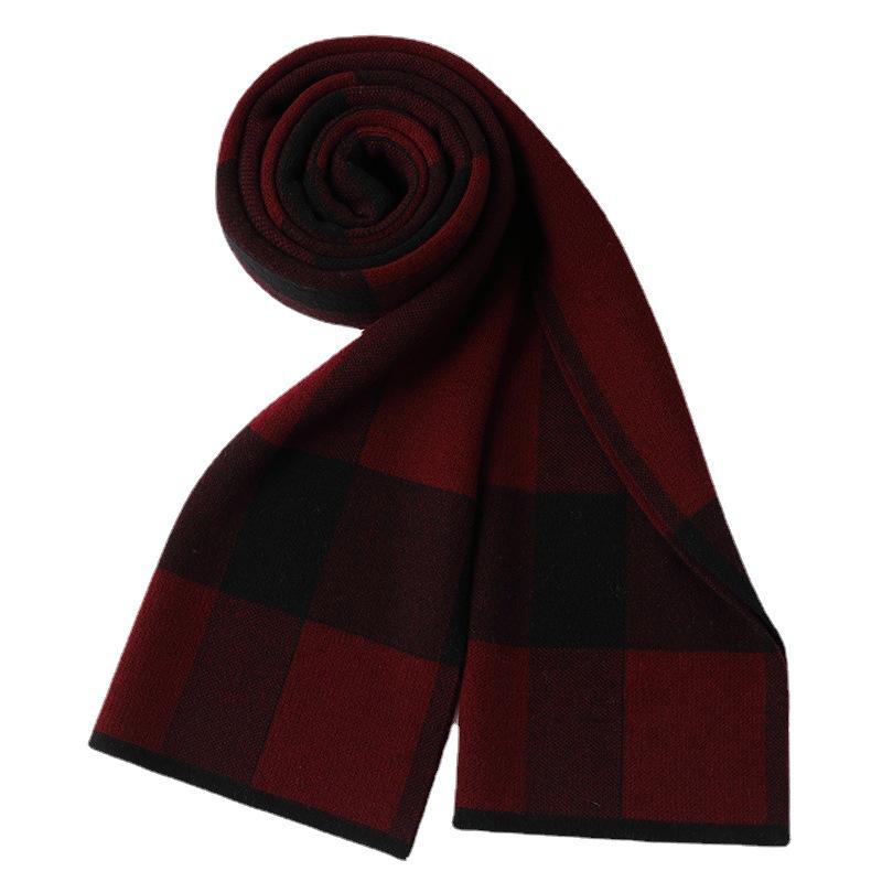 Pure Wool Men's Plaid Scarf Blue 2025 People Thickened To Keep Warm Autumn and Winter Business Leisure Scarf Tide