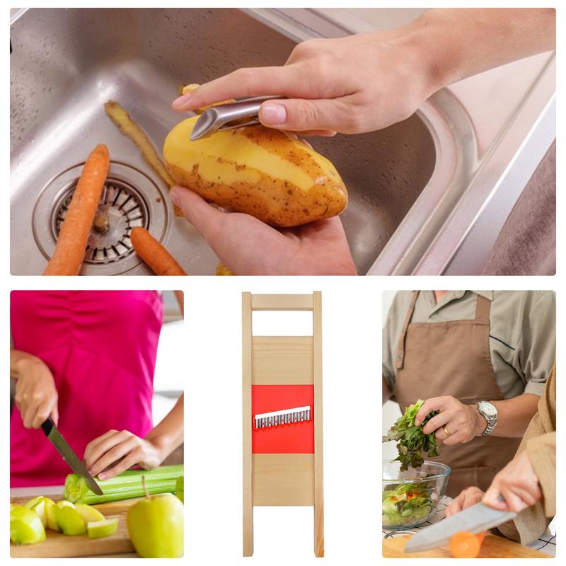 Potato Slicer Wavy Food Mandoline Slicer Stainless Steel Potato French Fry Cutter Slicer Vegetable Slicer Kitchen Chopping