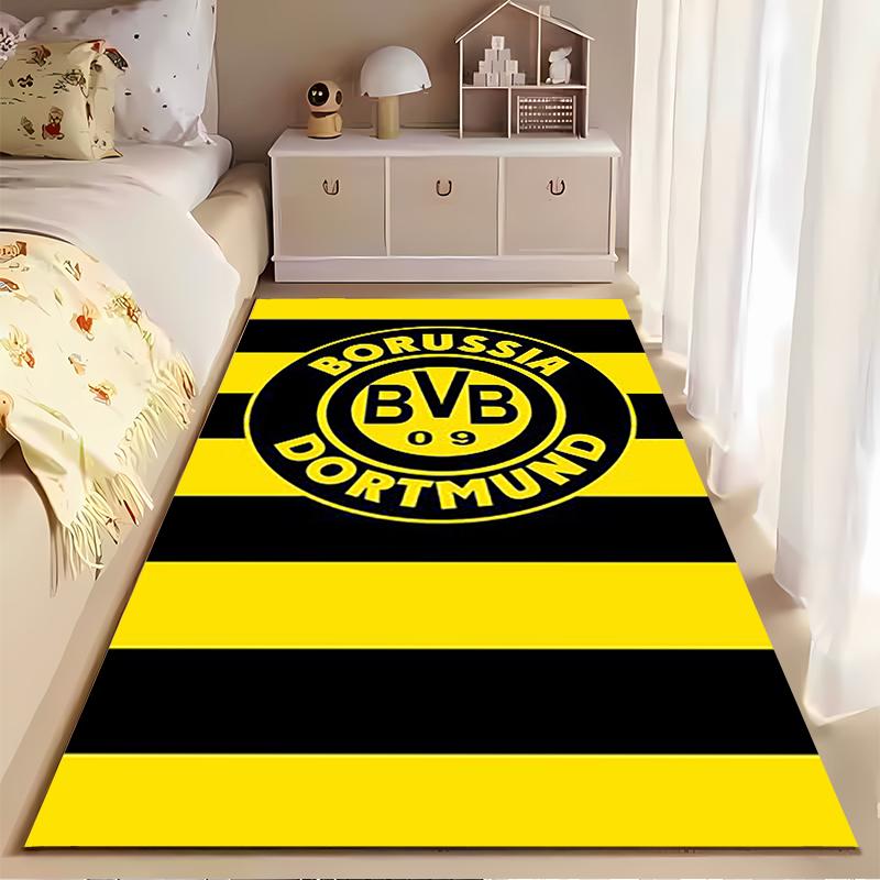Sports Area Rug, Borussia Dortmund BVB 09 Yellow Black Logo Poster, Fan Cave Decor, Non-Slip Mat