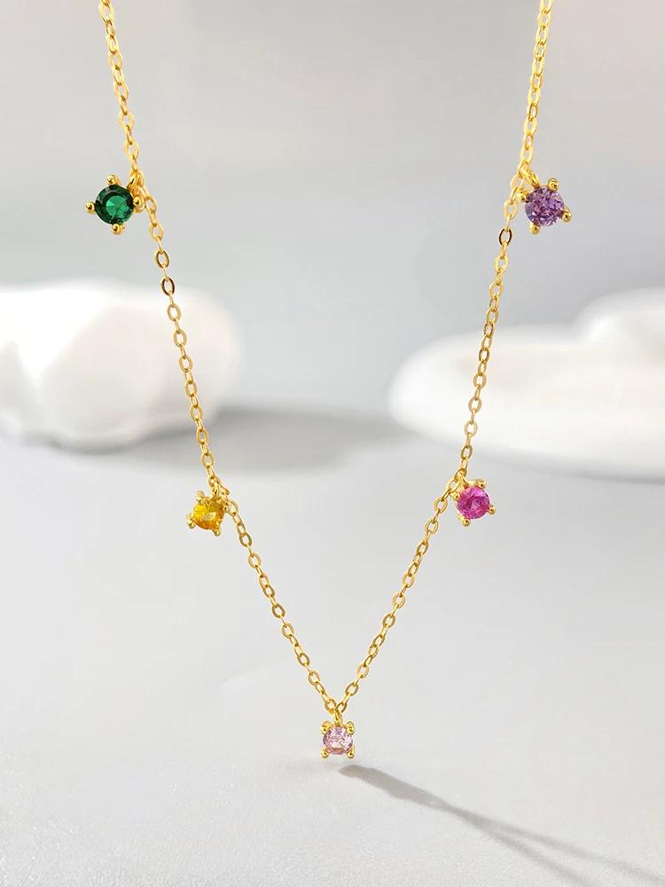 925 Silver Classic Sweet Colorful Zircon Tassel Necklace For Women Anniversary Personalized High Quality Fine Jewelry